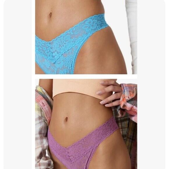 Hanky Panky Daily Lace Original Rise Thong 2 Pack MSRP $48 Purple And Blue (59) - Picture 1 of 3